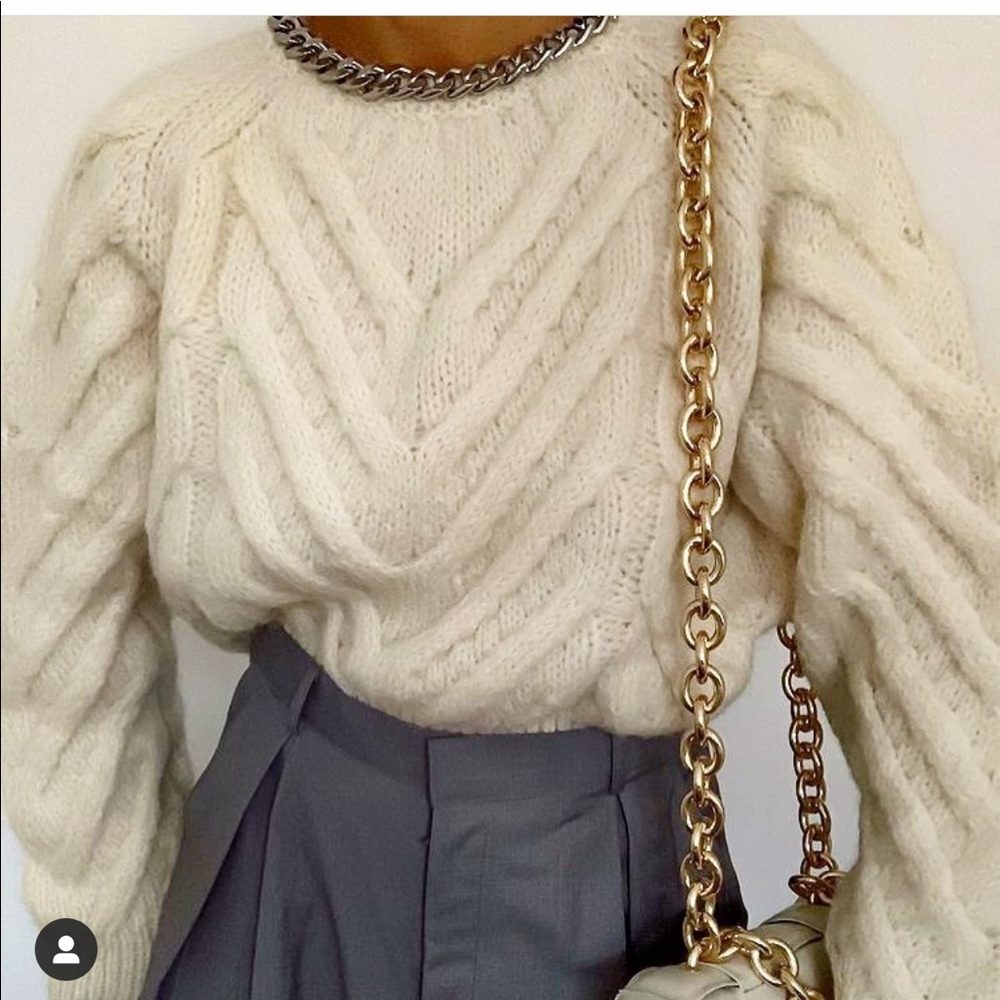 Zara chain trim wool sweater bloggers favorite